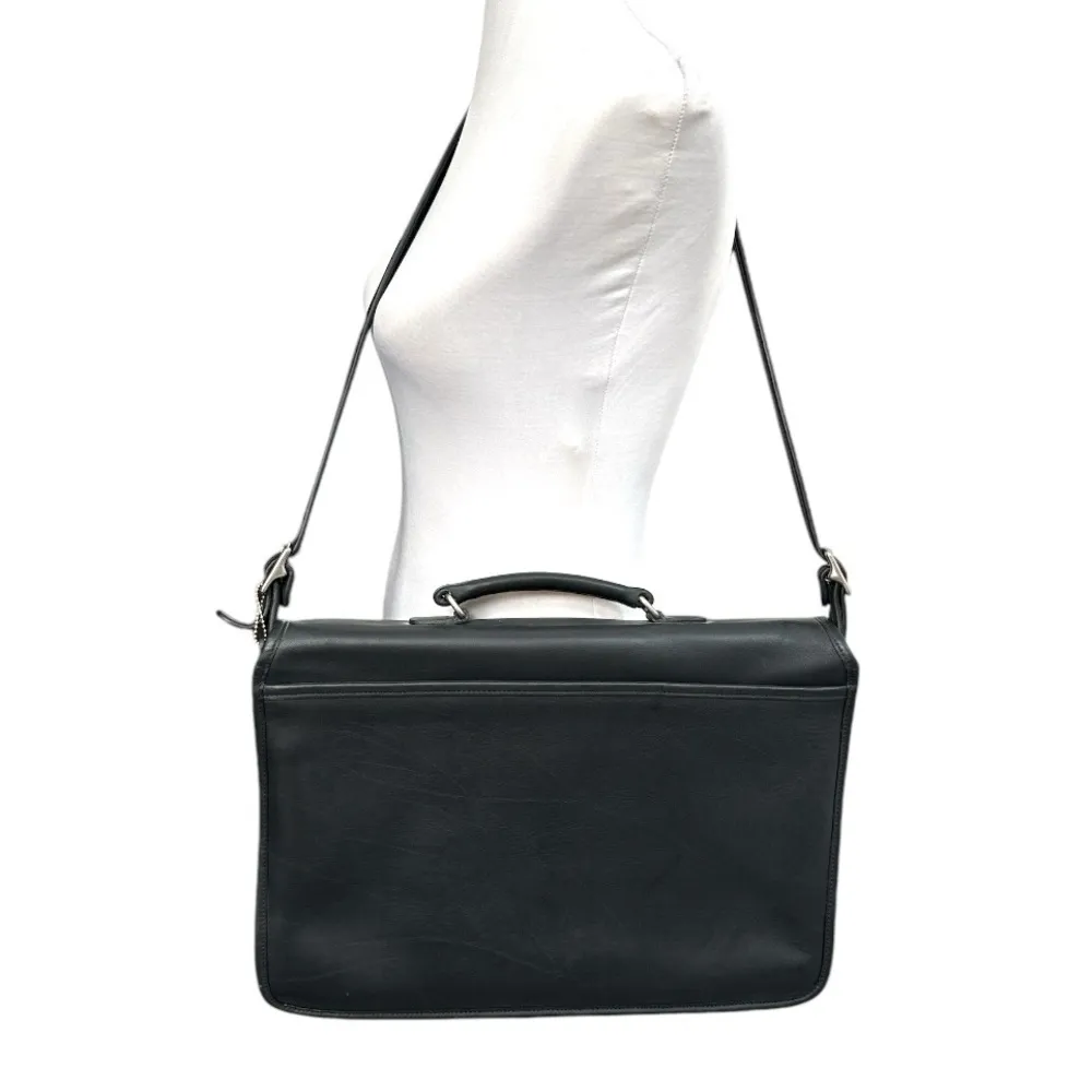 Coach Vintage Leather Metropolitan Brief Laptop Bag Black - Image 2