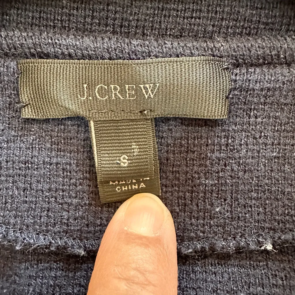 J Crew Merino Wool Blend Sophie open front sweater blazer cardigan navy blue - Image 4