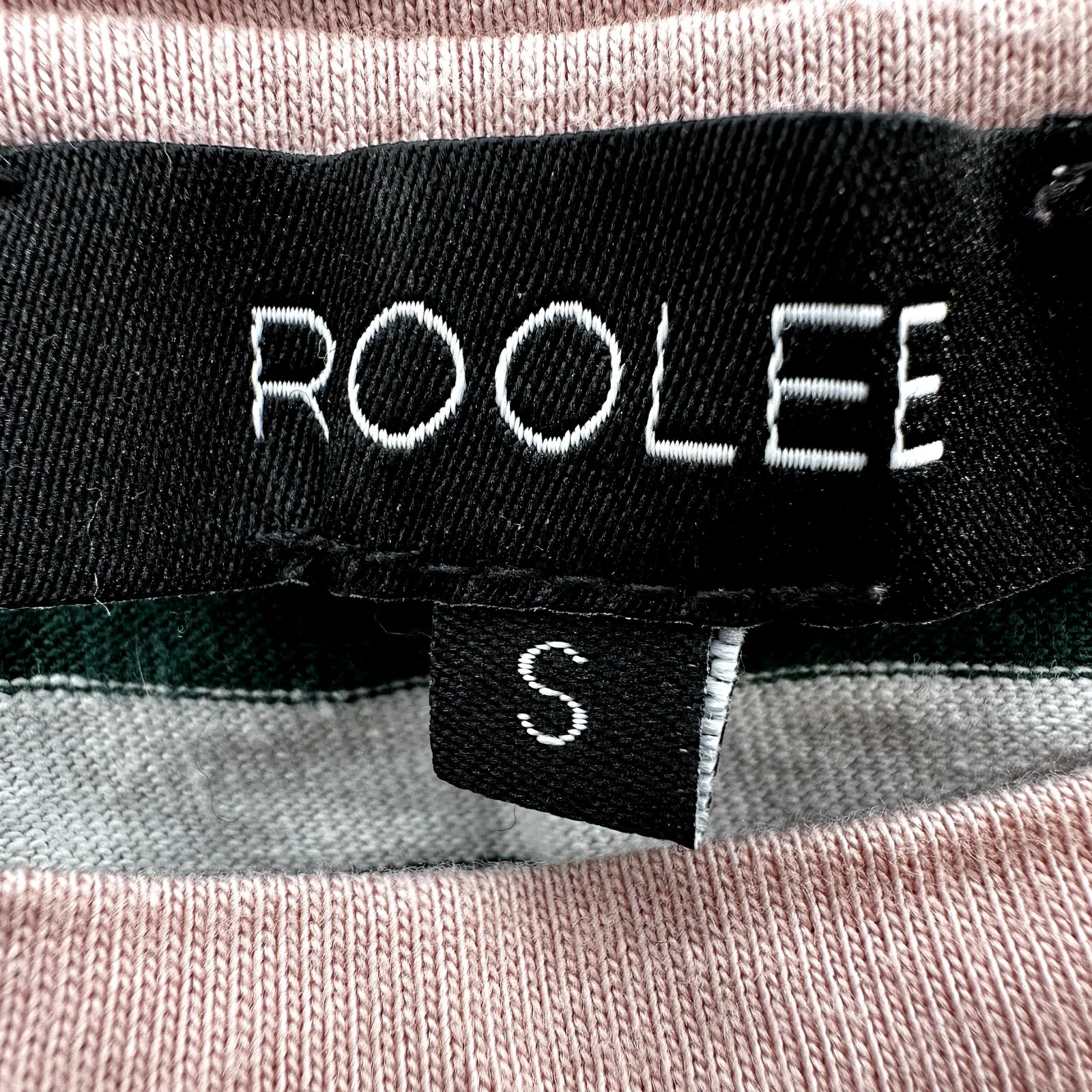 Roolee Striped T-Shirt Boxy Tee Crew Neck Preppy Casual Stretch Green White S - Image 2