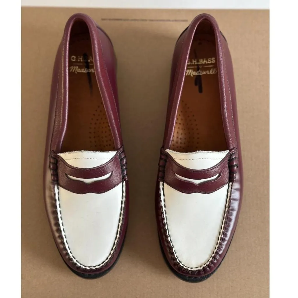Madewell x G.H.BASS Whitney Weejuns Loafers in Wine White, Size 7.5 - Image 3