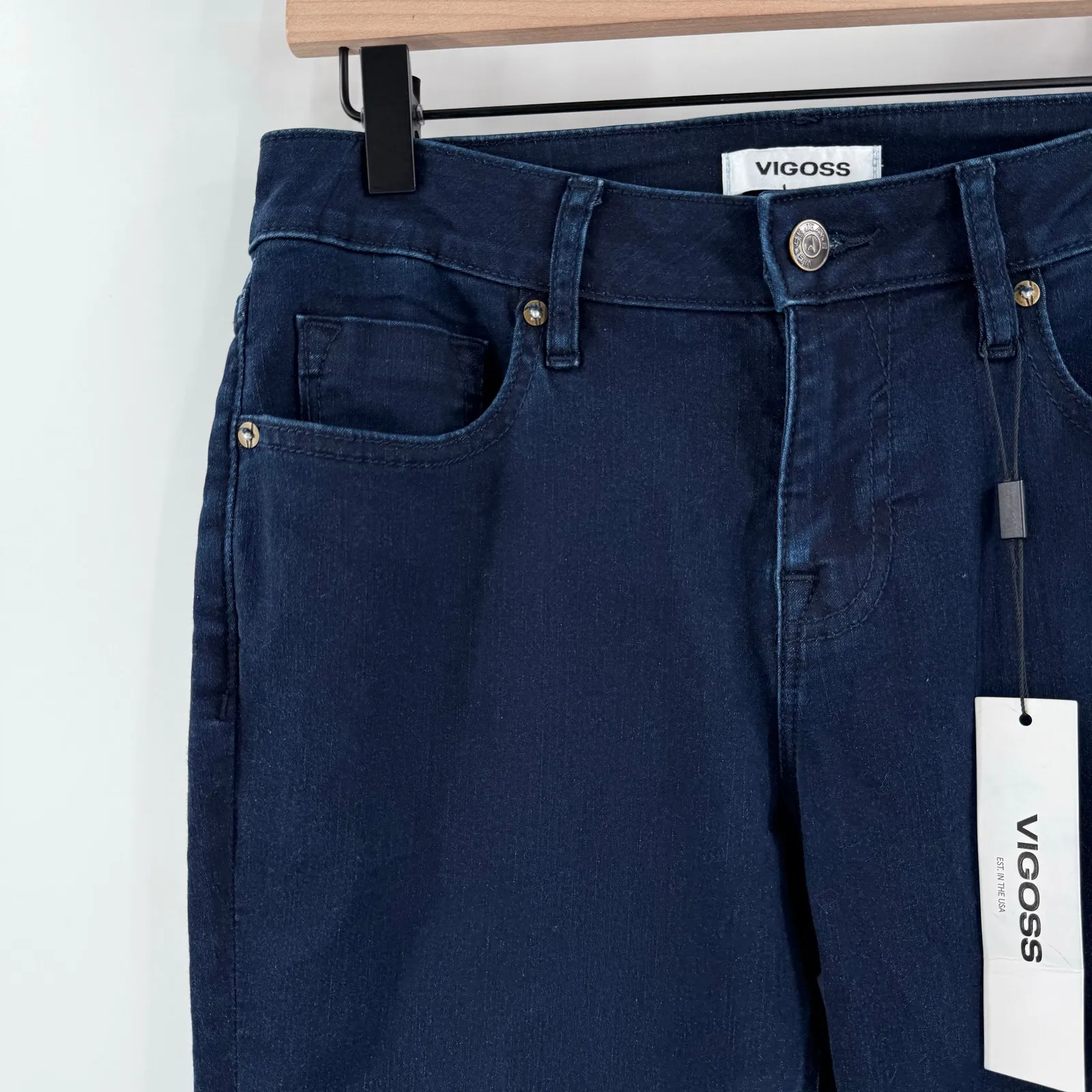 VIGOSS Denim Jeans SZ 26 Marley Mid Rise Flare Trouser NWT Cotton Stretch Indigo - Image 10