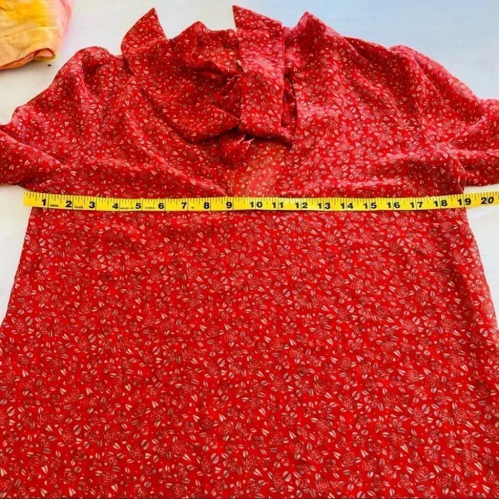 Free People Floral Tie Neck Mini Dress - Image 9