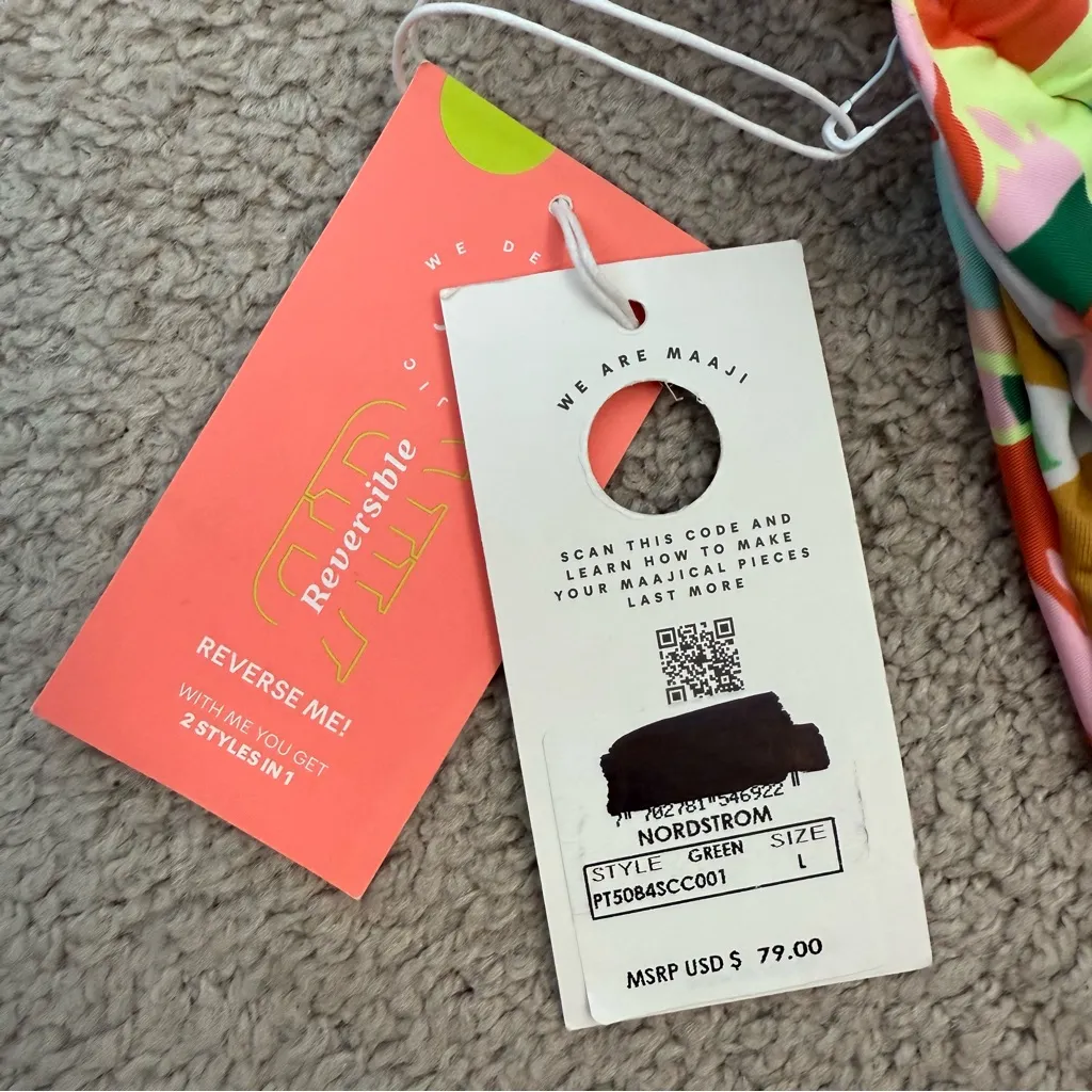 Maaji Neon‎ Leafy Gea Single Strap Bikini Bottom L - Image 4