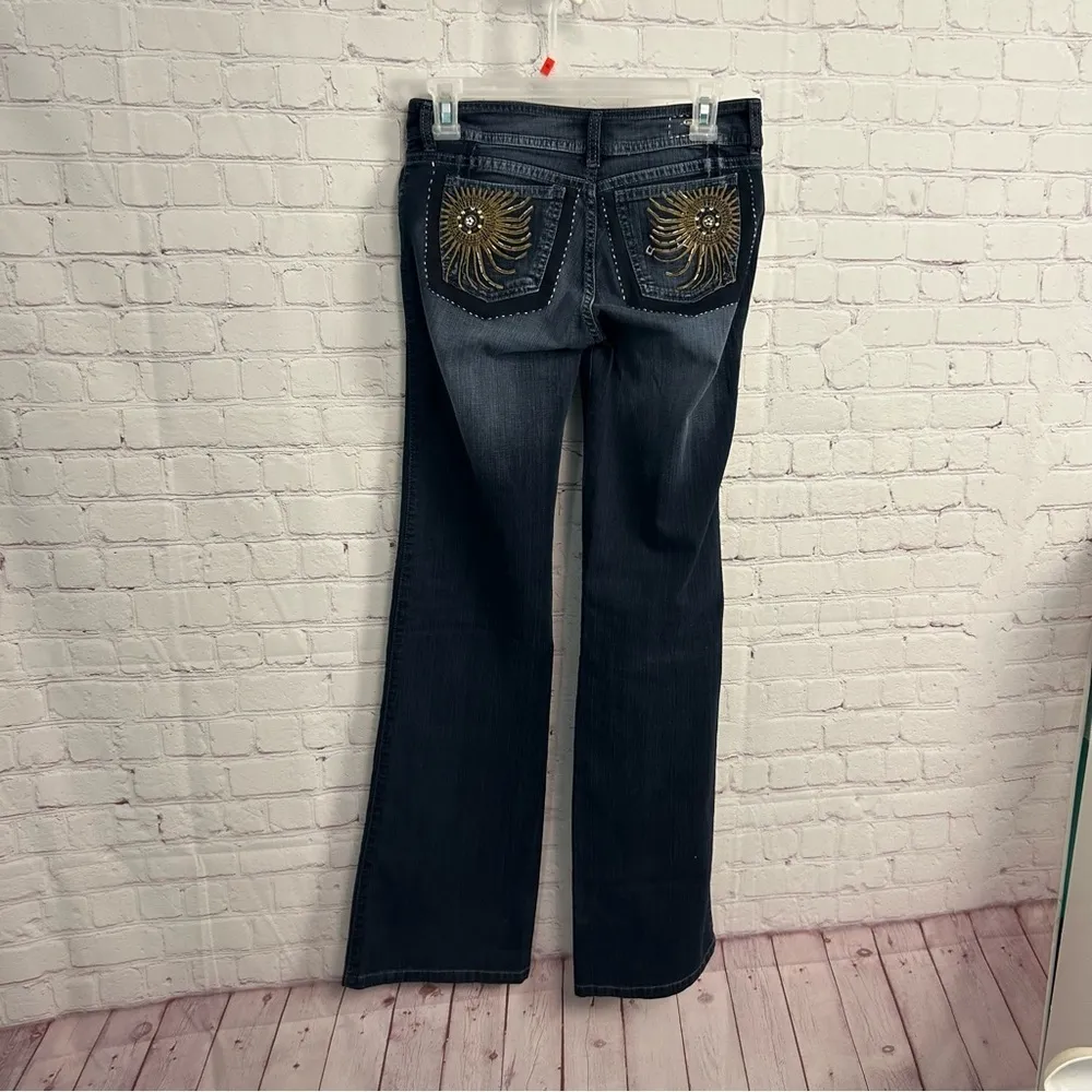 Cheviotto Columbian Retro bead embellished dark western flared denim size 5 JRs Blue - Image 10