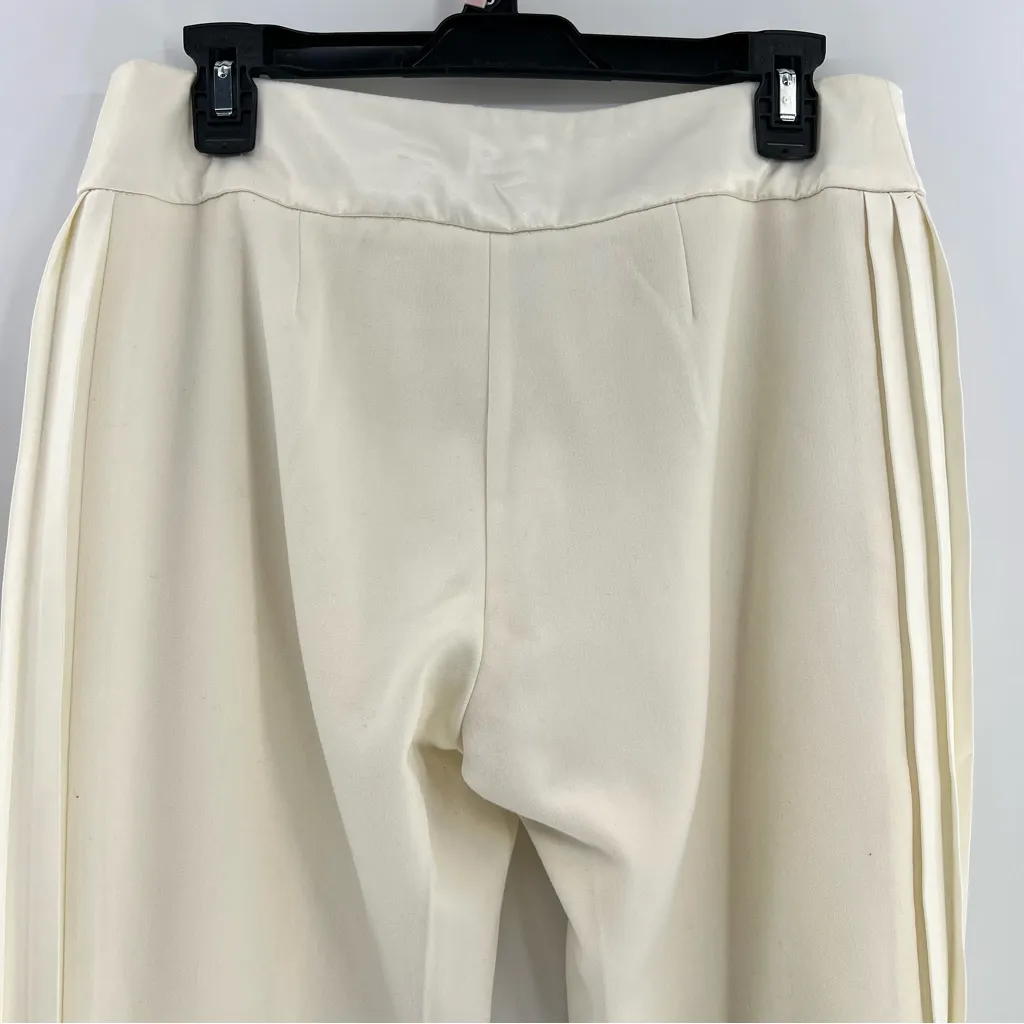 Vintage Cache satin trim side tuxedo pleated pants cream size 6 Made in Canada - Image 5