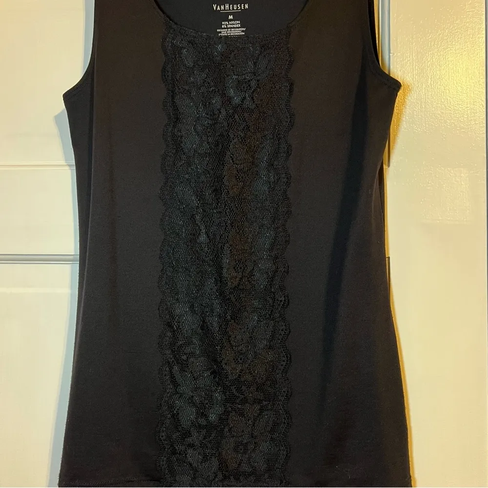 #89 VAN HEUSEN BLACK LACE TANK TOP MEDIUM - Image 3