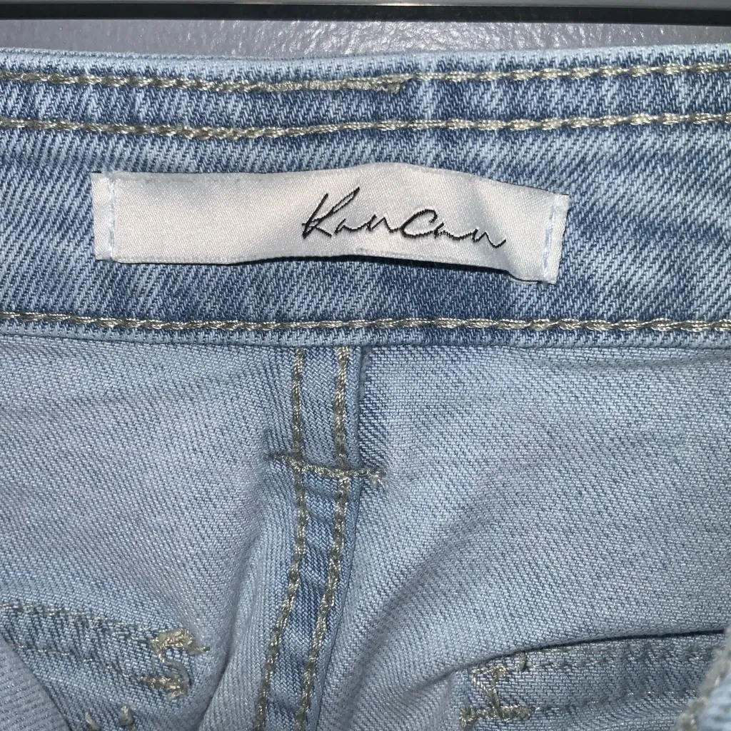 KanCan Felicity High Rise Slim Straight Leg Fringe Hem Cargo Jeans Size 9 Blue - Image 12