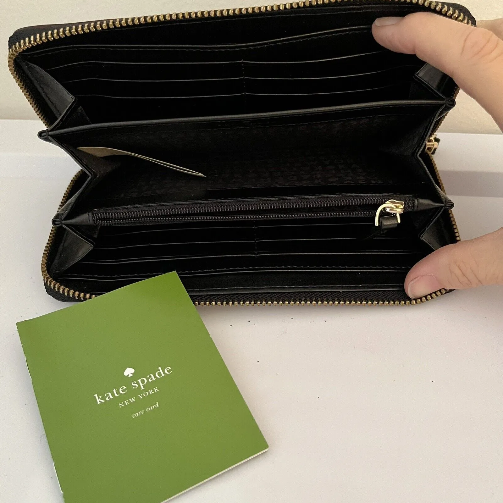Kate Spade Zip Around Organizer Clutch Wallet Navy and Cream Stripe— Color‎ Flaw - Image 5