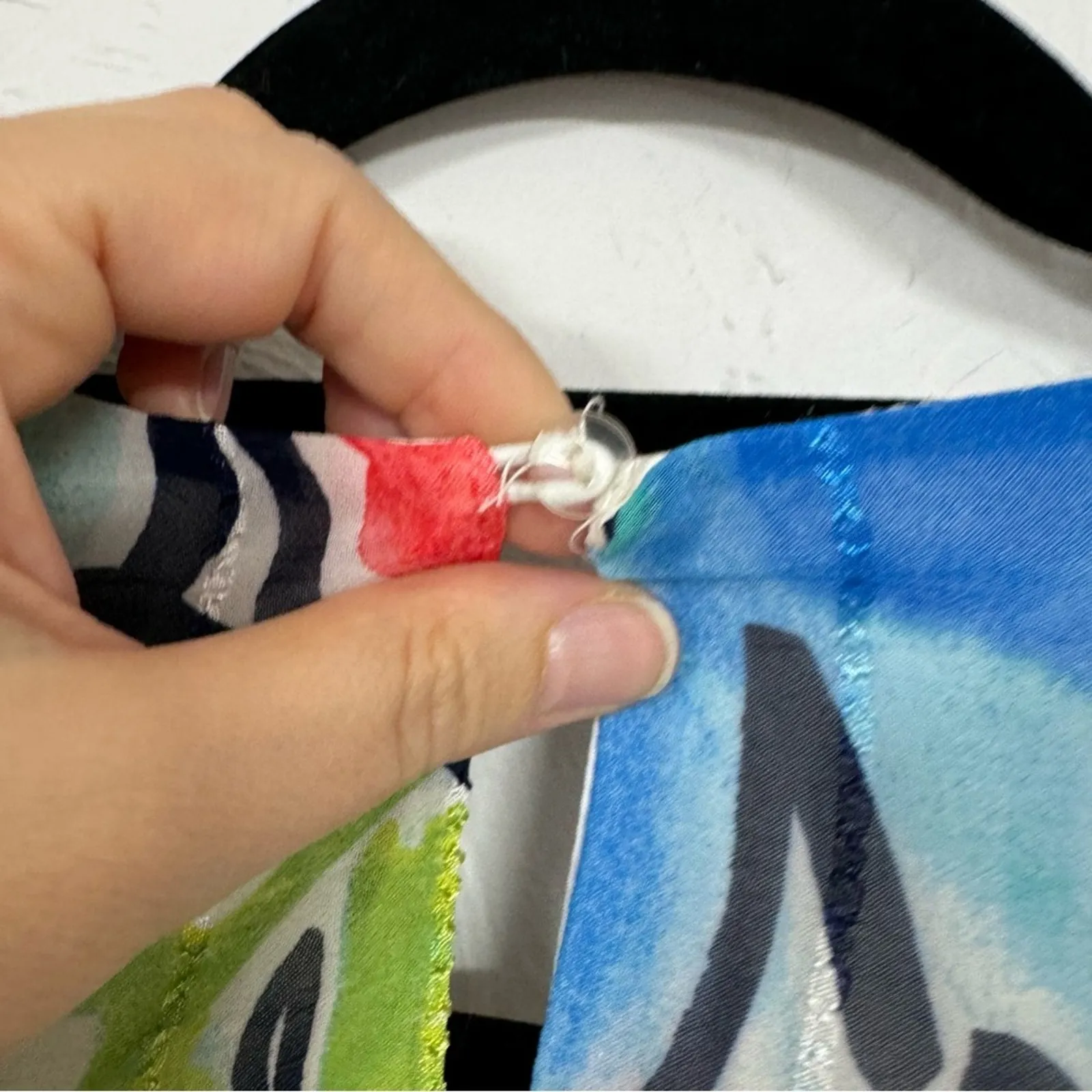 Maggy London Blue Red Floral Print Maxi Dress Womens 18W Boho Casual Eyelet - Image 2