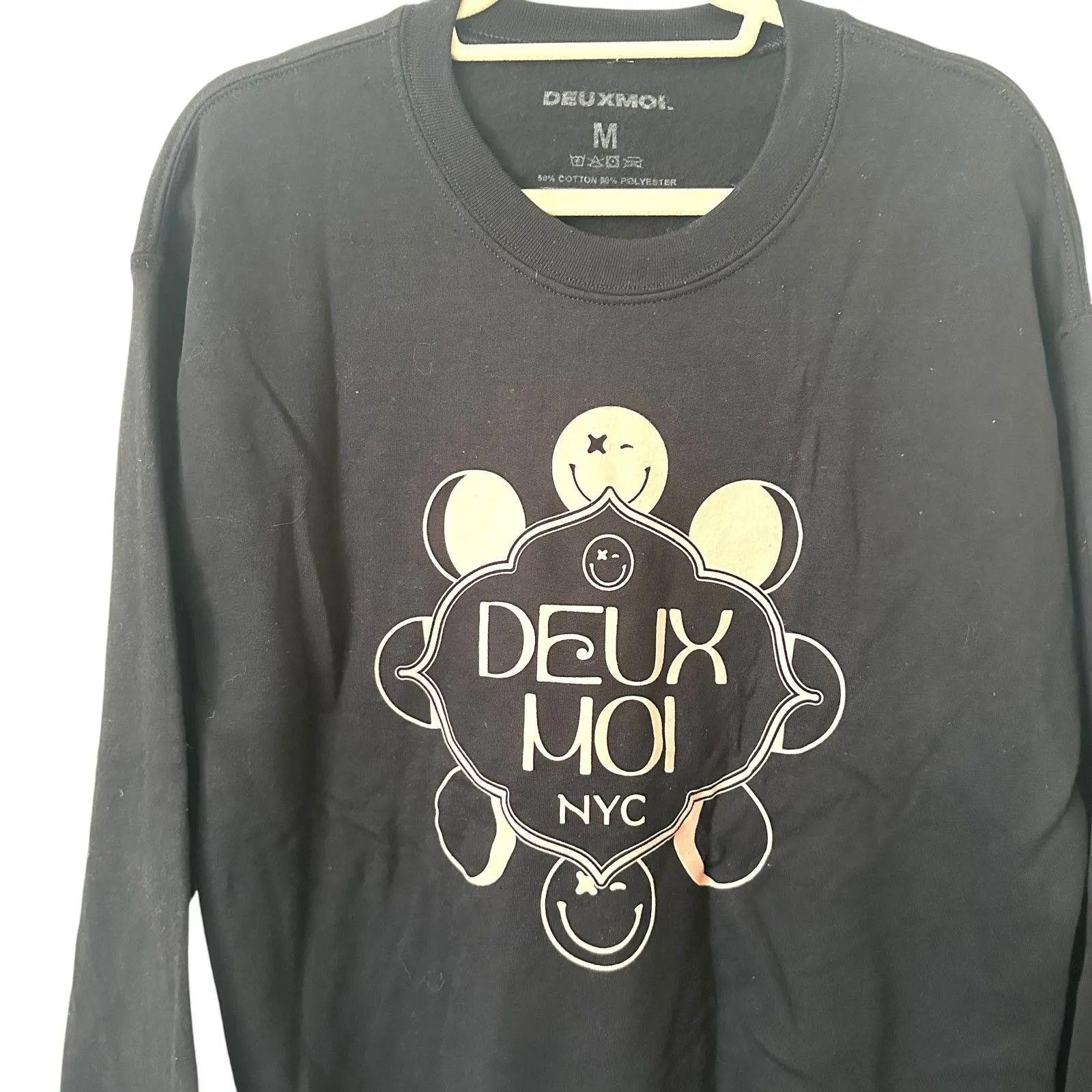 DEUX MOI Viral Restaurant Menu‎ Oversized Sweatshirt NWOT Medium Black - Image 3