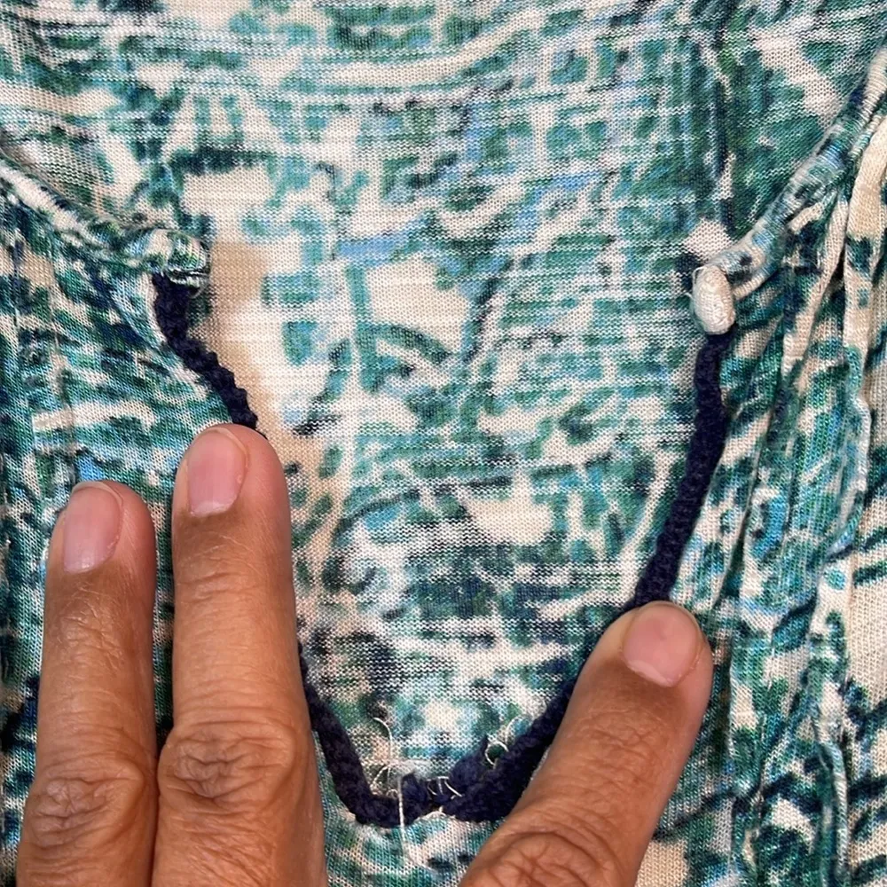 Avenue Pleated Shirt Teal Navy White Ruffle Tunic Blouse Size 22/24 EUC #0624 - Image 5