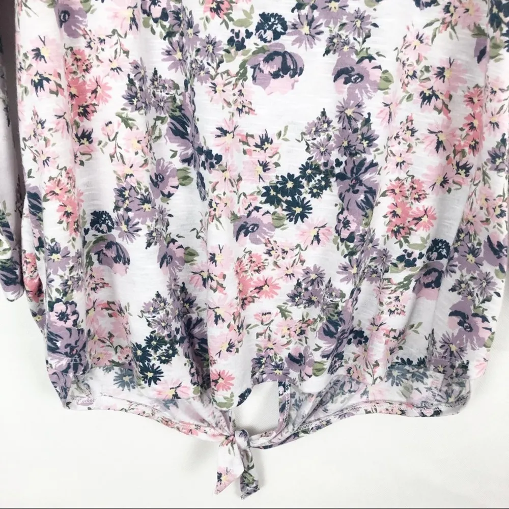 Angels Women's Tie Front Short Sleeve Floral Lace Top Size Large 3/4 Sleeves XL - Image 9