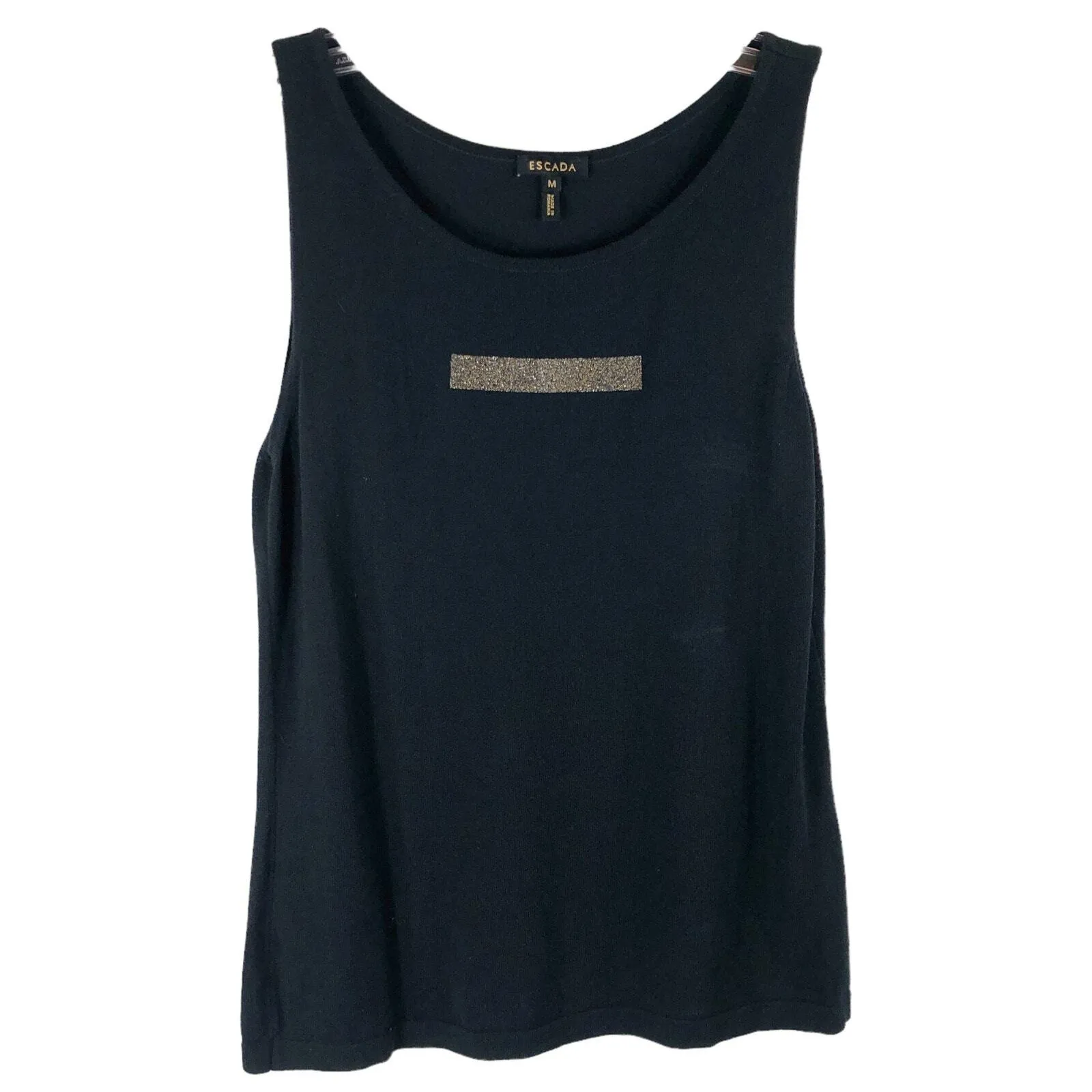 Escada Medium Sweater Set Cardigan Tank Top Black Gold Old‎ Money Luxe 999 - Image 4