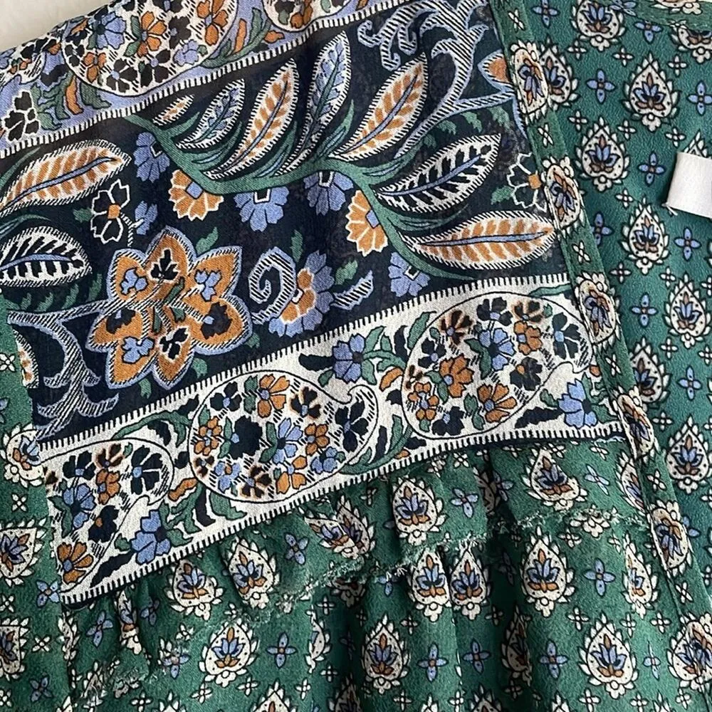 Veronica Beard Mariposa Silk Midi Dress Seagrass Green Multi - Image 5