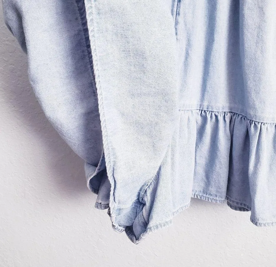 American Eagle Denim Ruffle Romper - Image 4