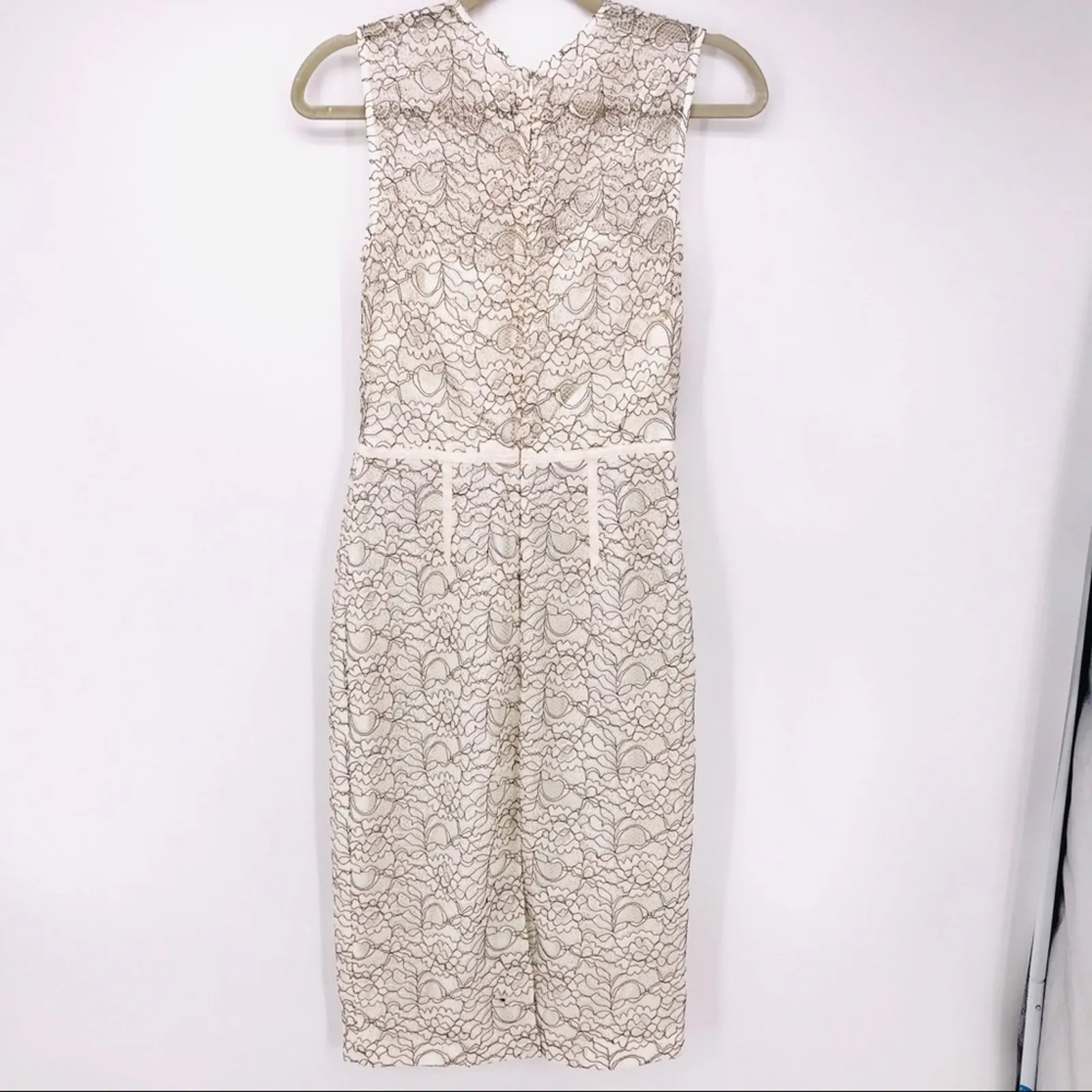 Jill Jill Stuart Love Glow Sheath Dress White Black Lace Illusion Neckline Sz 2 - Image 4