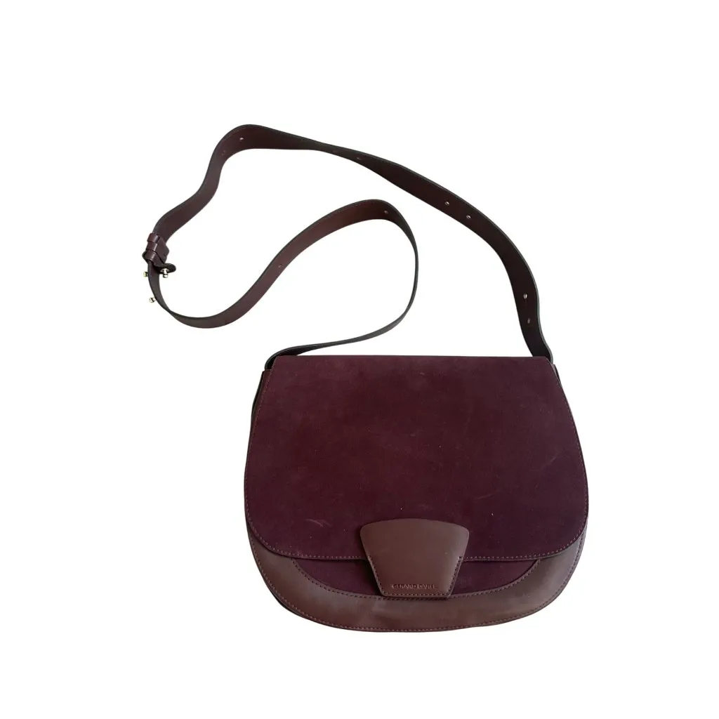 GERARD DAREL Purple Leather Suede Large Crossbody Saddle Handbag - Image 13