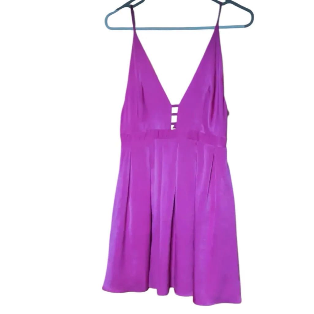Free People Gabby’s Party all Night Fuchsia Spaghetti Strap Low Cut Dress - Image 2
