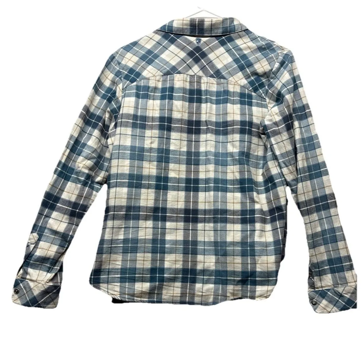 Kuhl Women's Shirt M Plaid Flannel Tess 8457 Camping Hiking Ladies Shirt Blue - Image 4