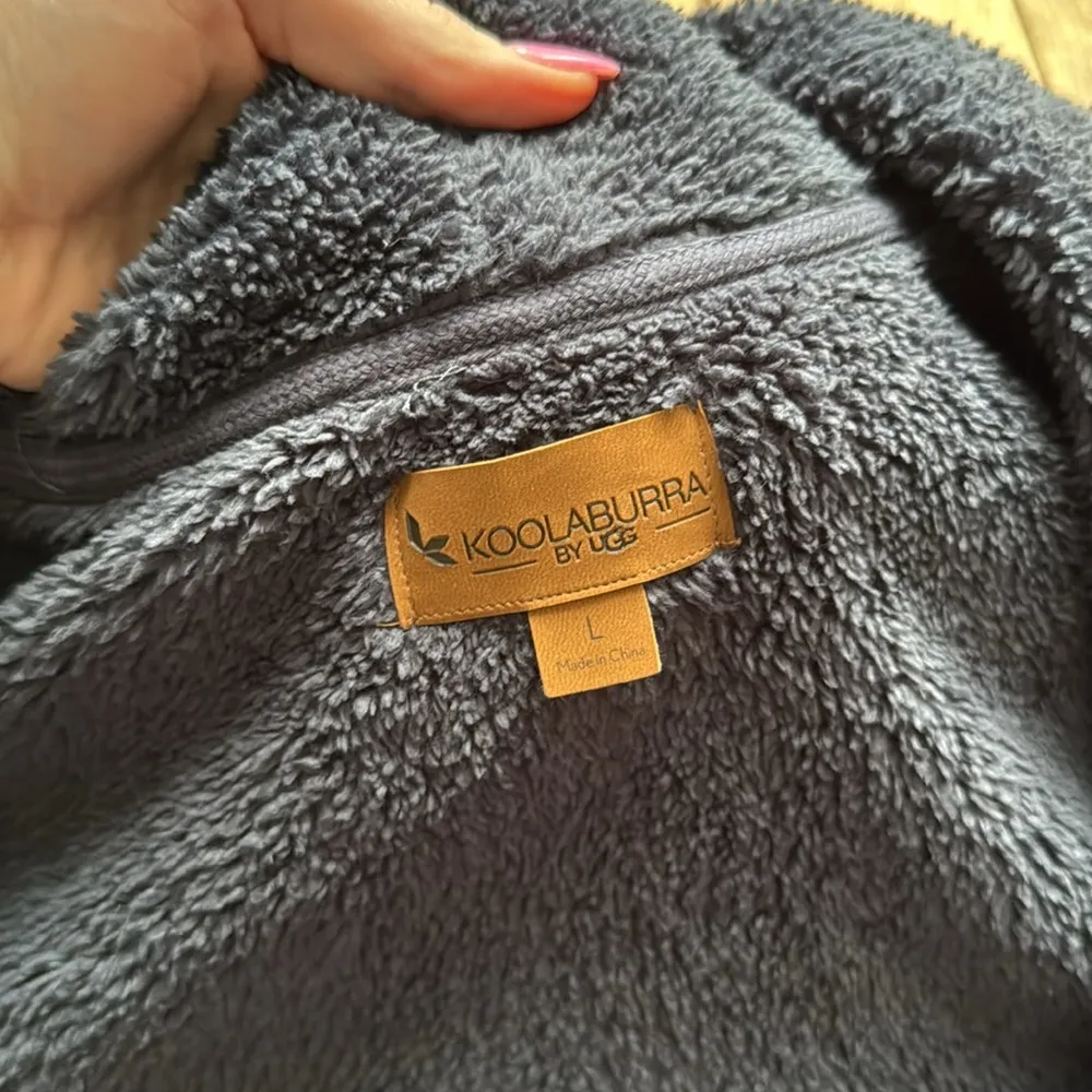 Women's Koolaburra by UGG Microfleece & Sherpa Open Cardigan Navy Large - Image 6