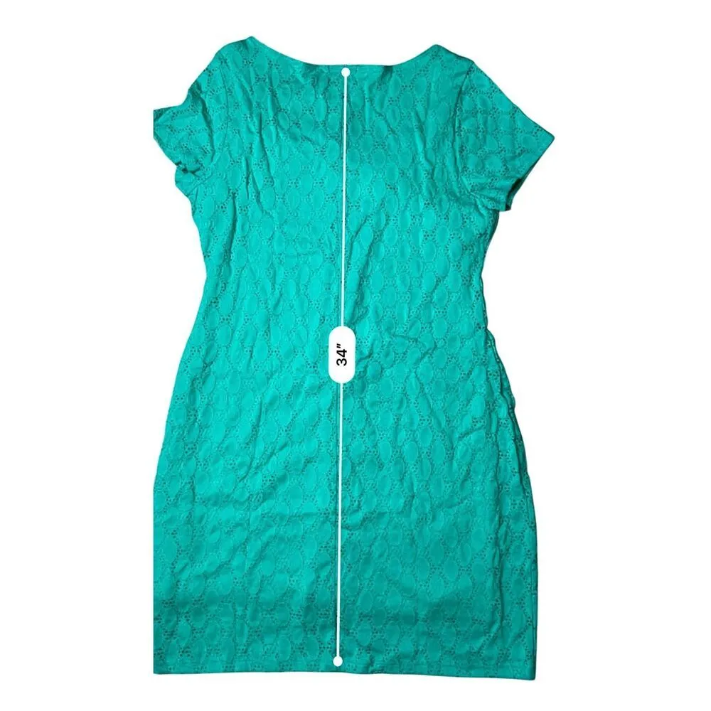 Isaac Mizrahi Green Knit Eyelet Shift Dress XL‎ NWT Designer Summery Casual - Image 10