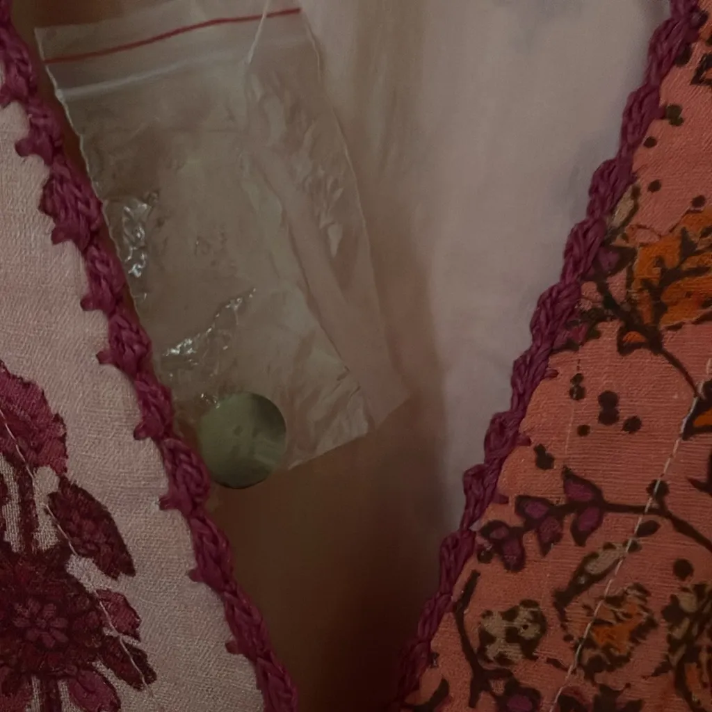 FREE PEOPLE HAZY BABY MINI DRESS IN PINK ROSE COMBO LARGE NWOT - Image 10