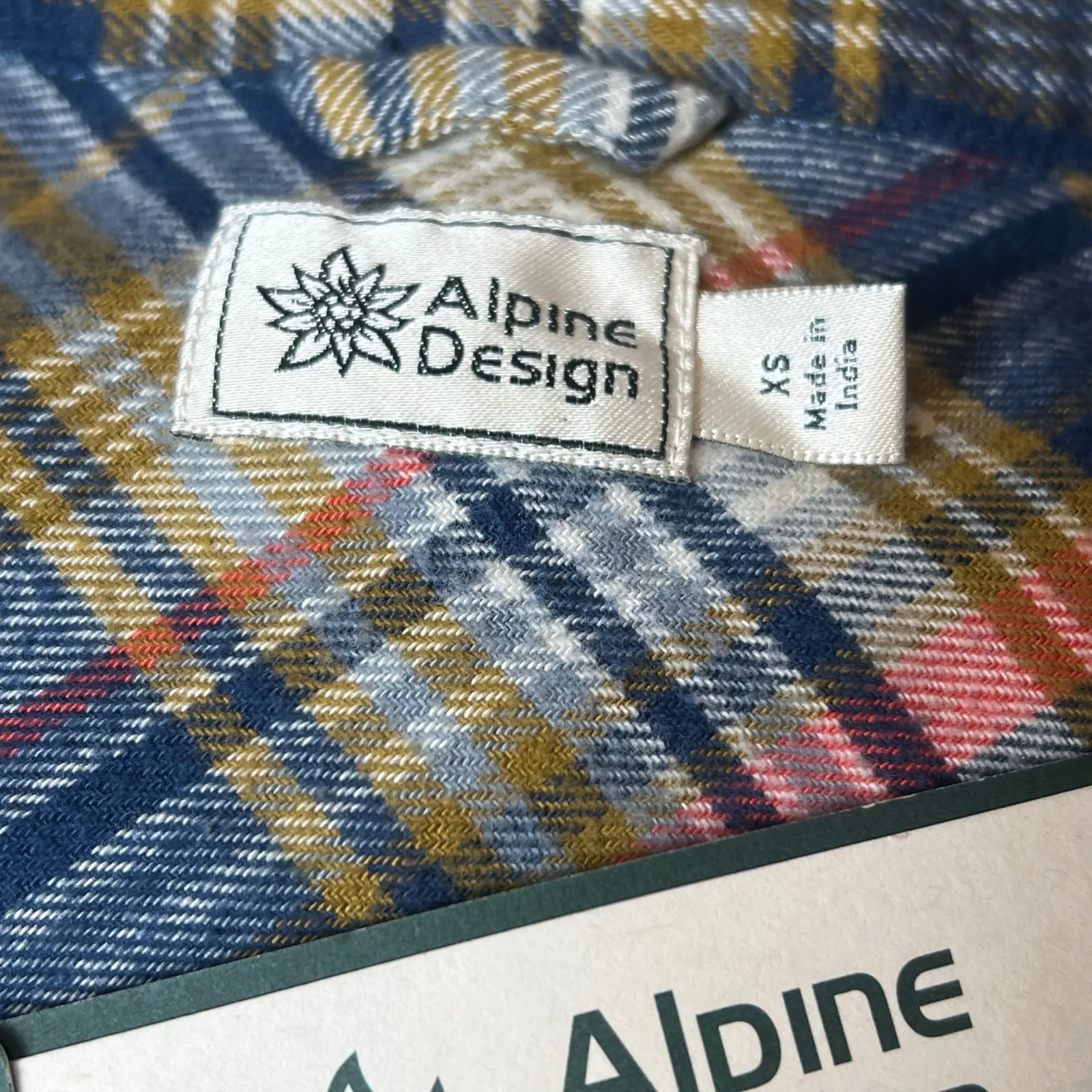 Alpine Design Navy Brown Plaid Button Down Flannel 100% Cotton Women's XS - Image 6