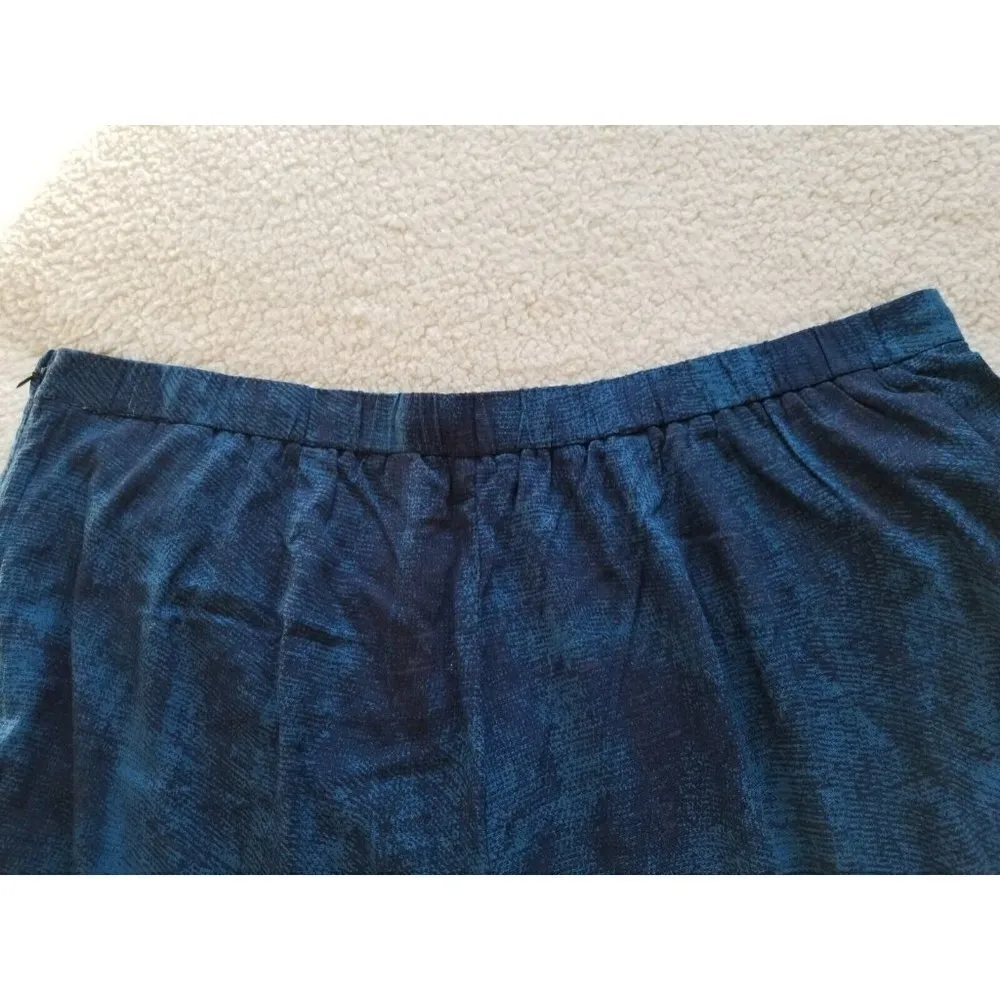 H by Halston Womens Petite Wide Leg Blue Patterned Rayon Crop Pants Sz 20WP - Image 2