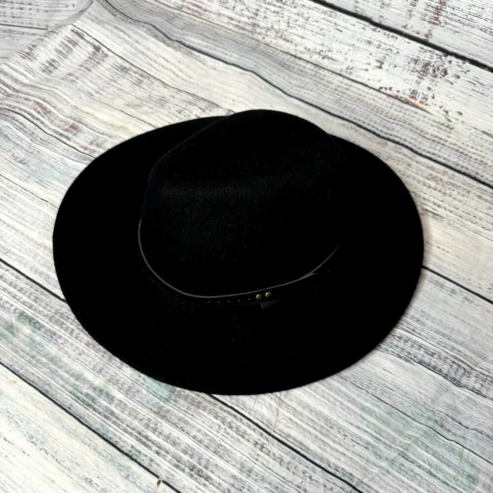 Chicos 100% Wool Hat with leather Band Black OS - Image 2