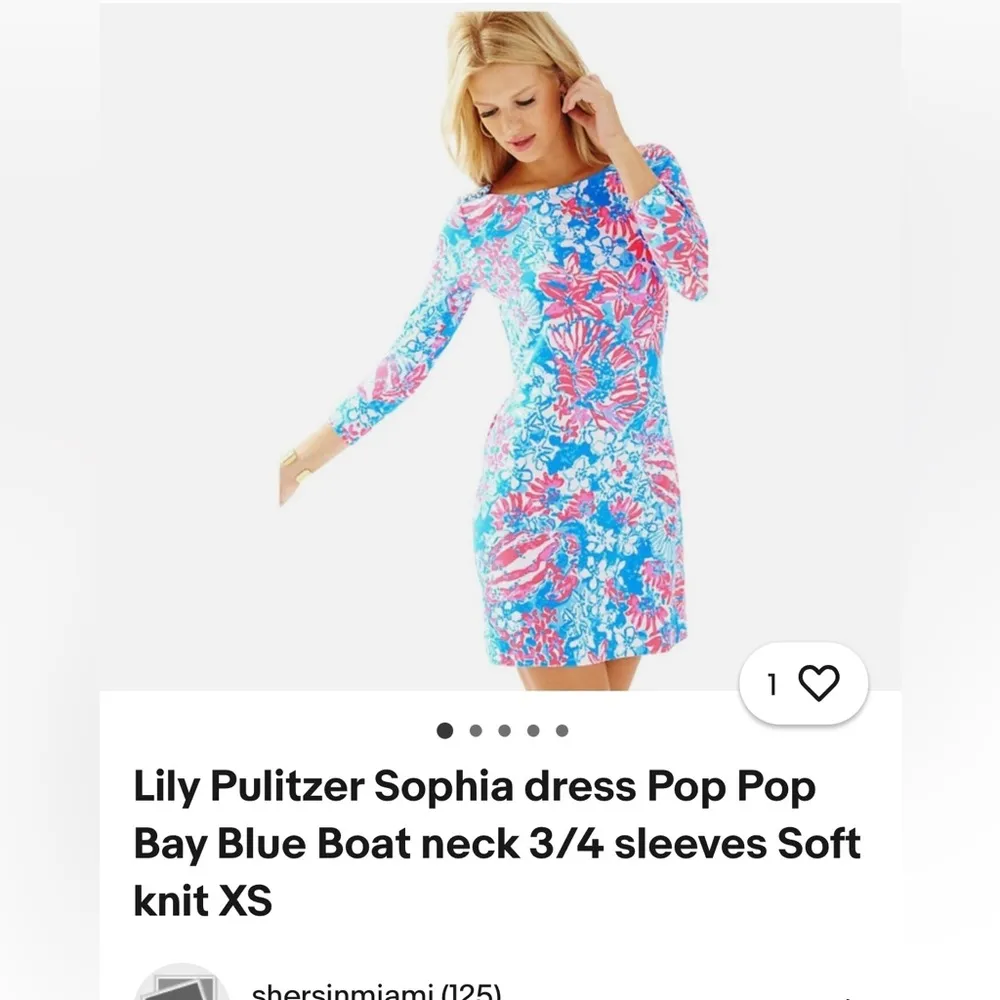 Lilly Pulitzer Sophia dress pop pop baby blue boat neck - Image 4