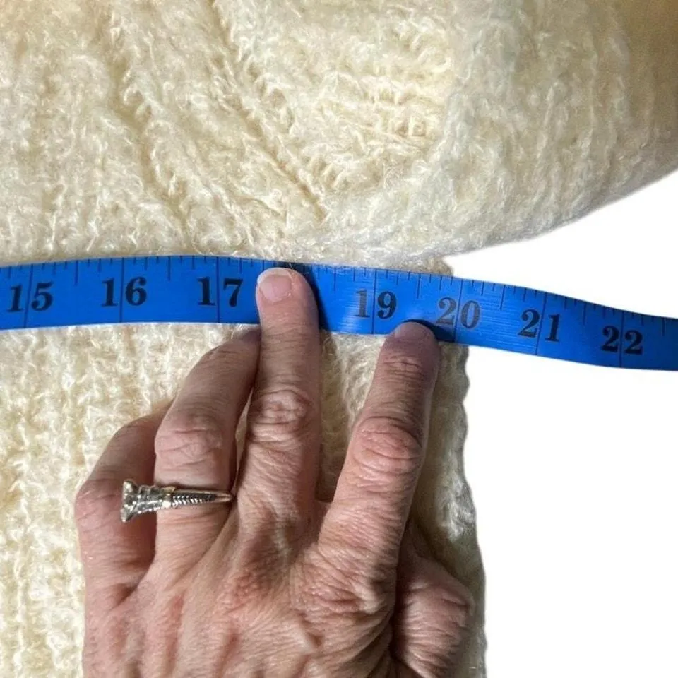 Ivory Fuzzy Knit Cozycore Cardigan Sweater Jacket Soft Lounge‎ Hygge M/L Size M - Image 5