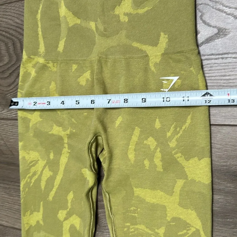 Gymshark Adapt High Rise Seamless Scrunch Butt Green Yellow Camo Leggings‎ XS - Image 8
