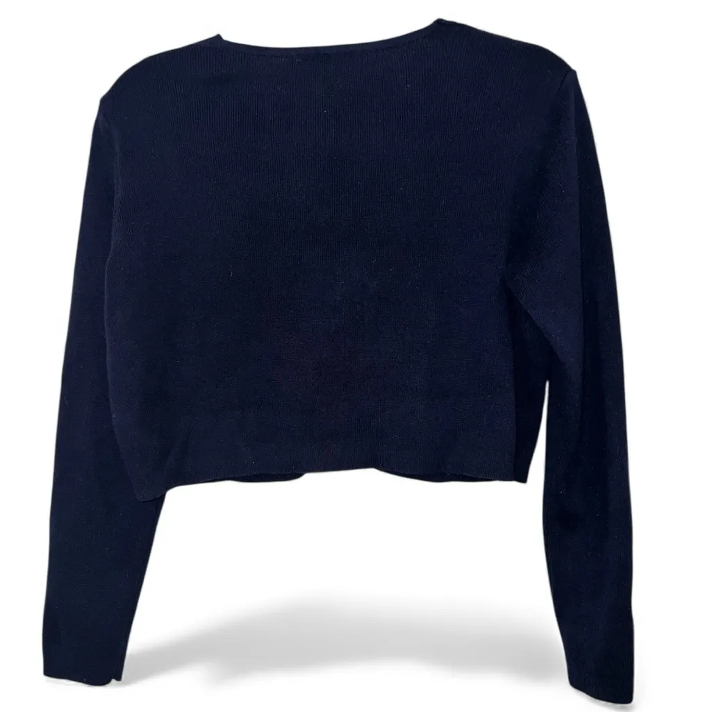 Brandy Melville Cropped Navy Button-Up Cardigan – One Size – EUC - Image 3