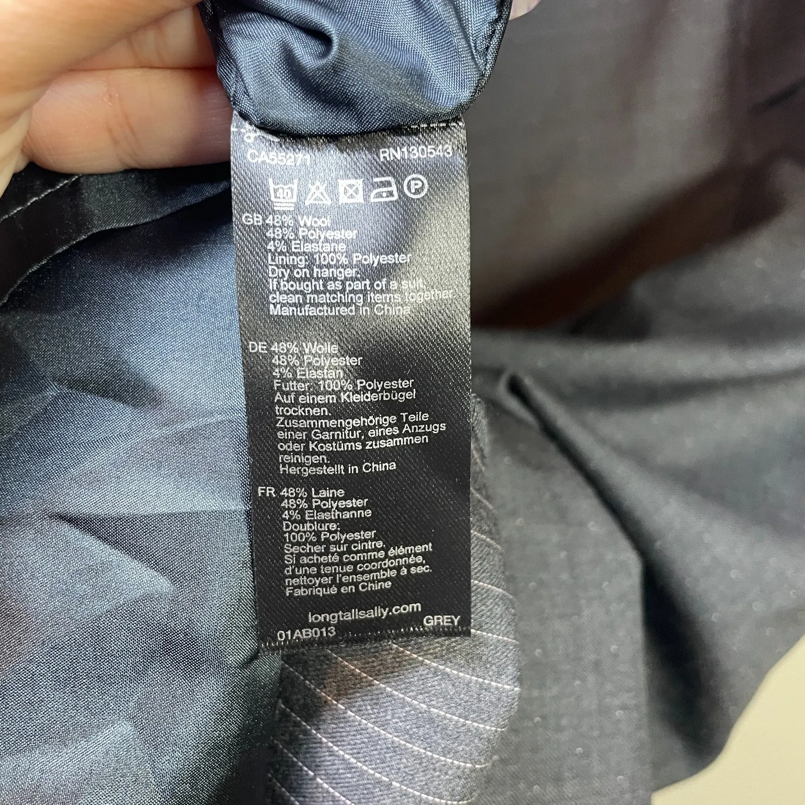 Long Tall Sally Dress Size US 16 Wool Blend Gray White Polka Dots Career Office - Image 8