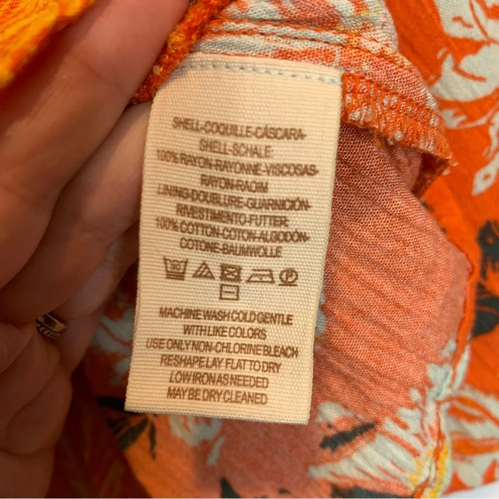 Free People Mirabella Cropped Peplum Top Puff Sleeves Smocked Orange Red - Image 6