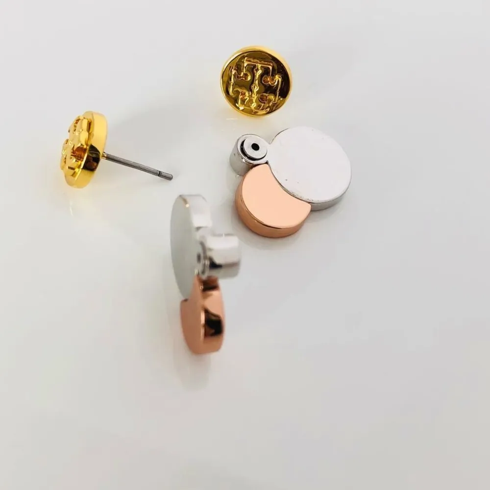 Tory Burch New Auth NEW  Gold Stud Circle Cluster Ear Jackets 16k Earrings - Image 8