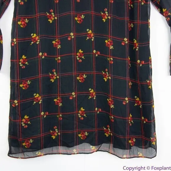 Eloquii floral print shift dress ruffle neck‎ flare long sleeve, 14 - Image 4