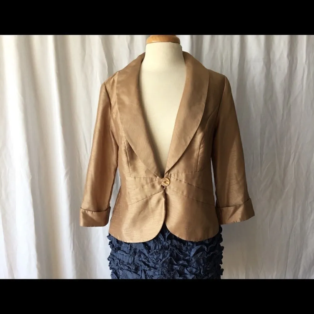 Dana Kay Gold Single Button Blazer Size 10 Gold - Image 3