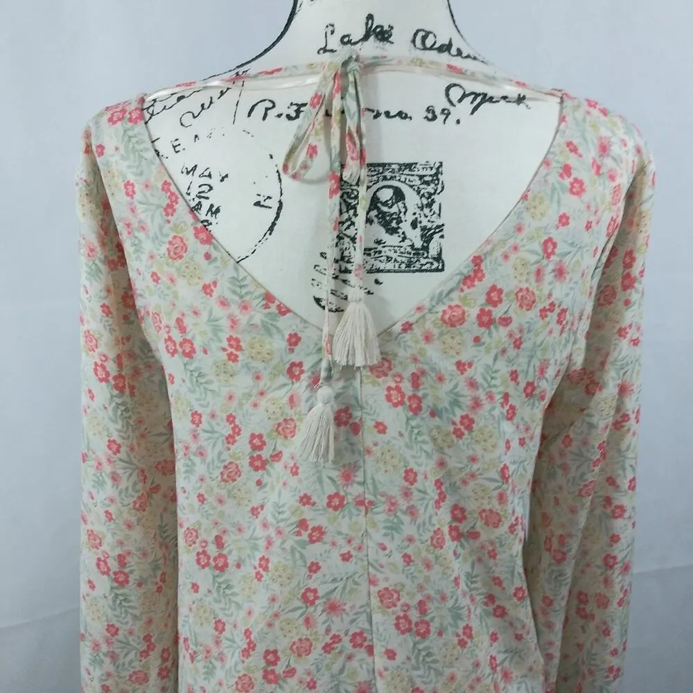 Lauren Conrad Floral Tassel Tunic Peasant Blouse M - Image 6