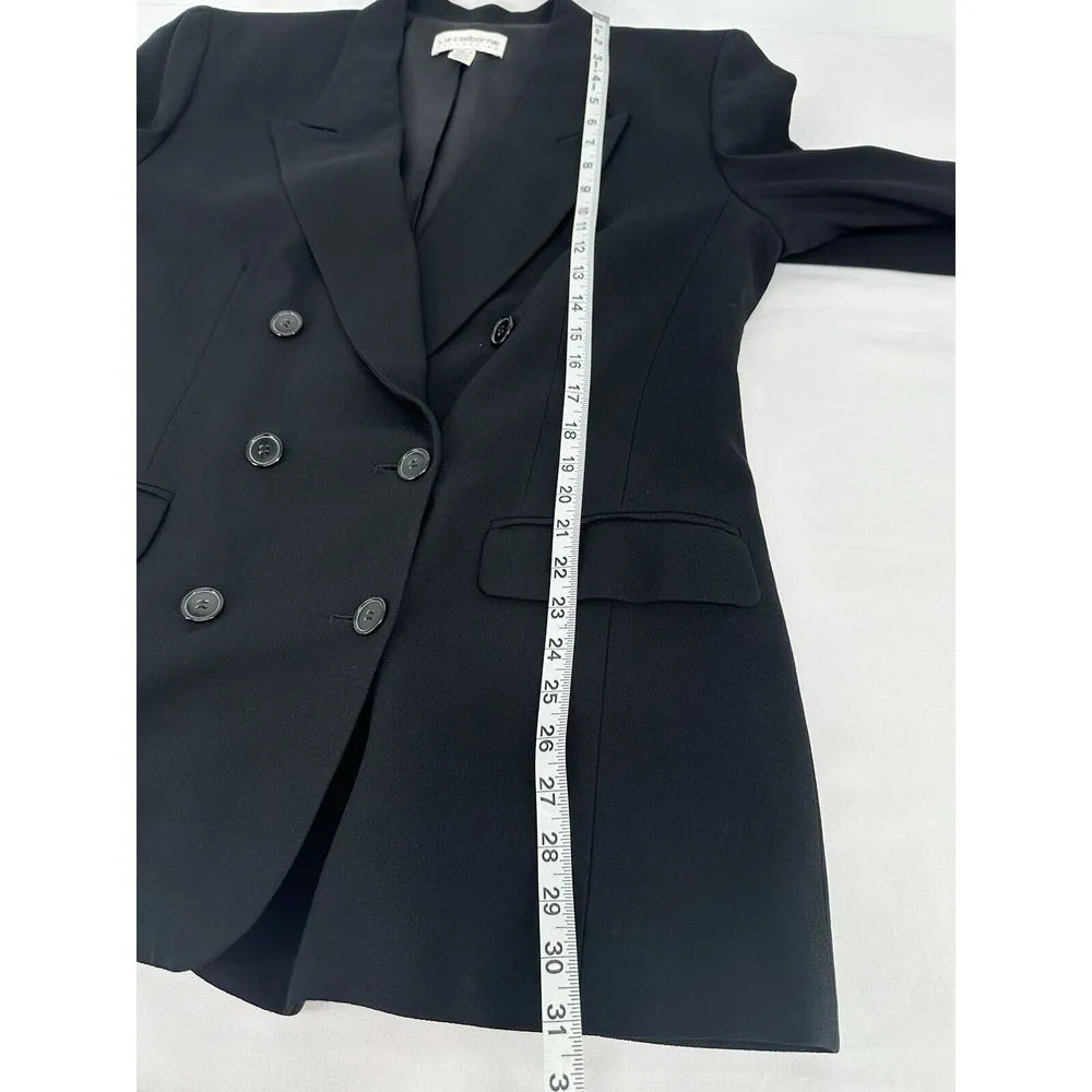 Vtg Liz Claiborne Collection Black‎ Double Breasted Blazer Shoulder Pads Size 14 - Image 8