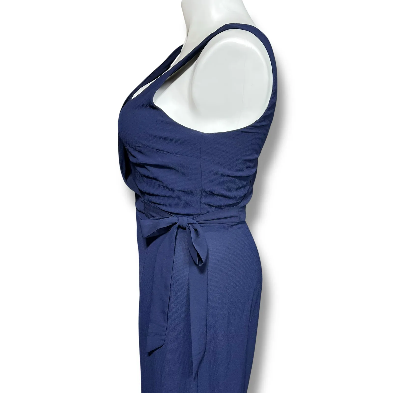 Speechless Womens Jumpsuit Sleeveless V Neck Wide Leg Tie Waist Navy Blue XL - Image 7