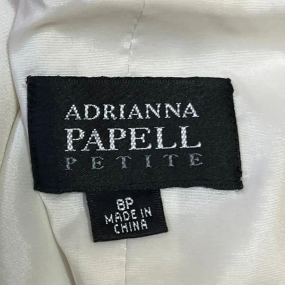 Adrianna Papell White Black Asymmetrical Peplum Sleeveless Mini Sheath Dress S - Image 3