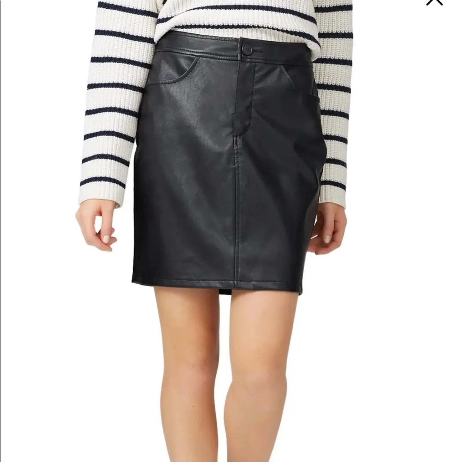 Fifteen Twenty black Vegan Faux leather high waist skirt - Image 5