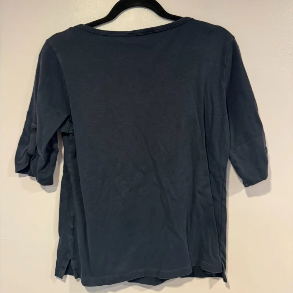 Navy Jones New‎ York Sport button shoulder short sleeve shirt - Image 3