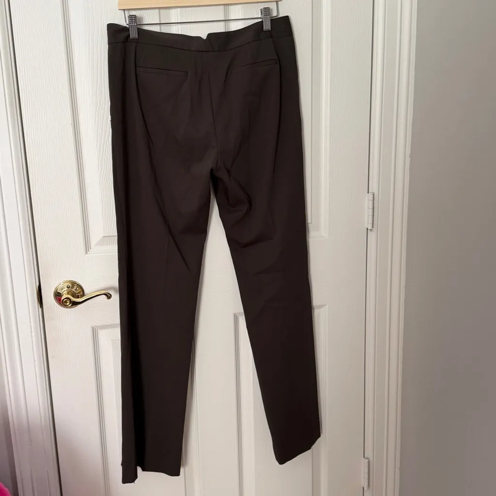 Elie Tahari Chocolate Brown suit, military style top fits like a M bottom L - Image 4