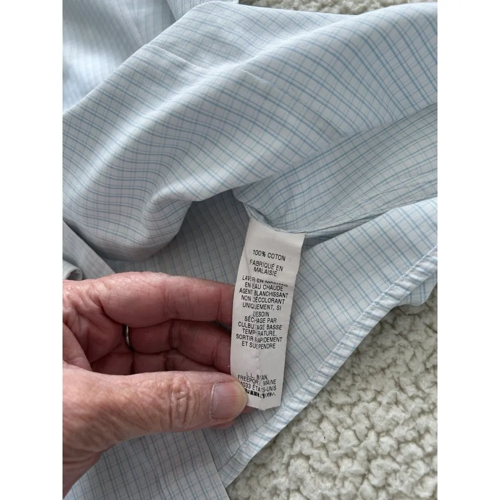 L.L.BEAN Womens Long sleeve Collared Button Up Blouse Shirt White/Blue Plaid XS White - Image 8