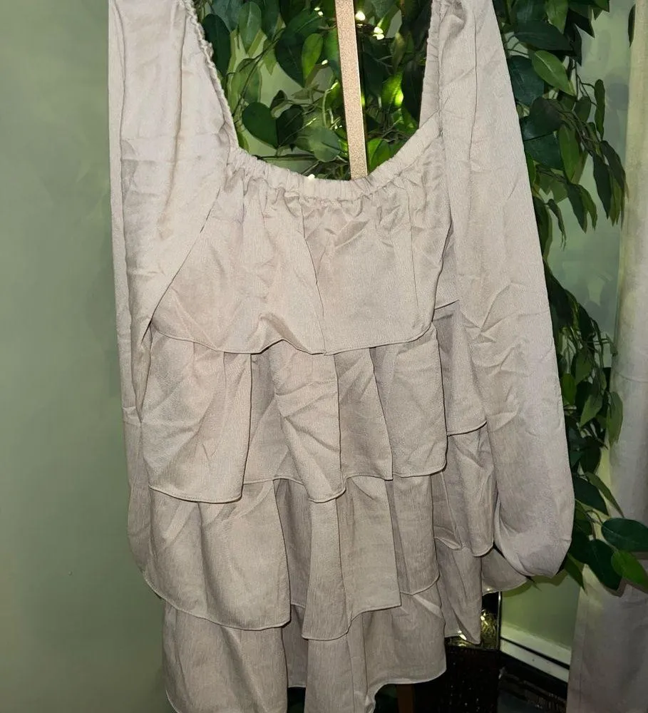 WE WORE WHAT Crinkle Chiffon Tiered Mini Dress NWT Size Large - Image 8