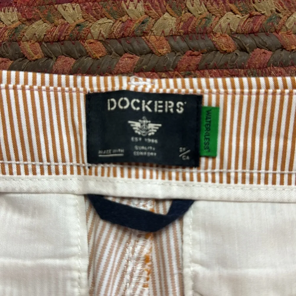 NEW DOCKERS BROWN PINSTRIPE SLIM ANKLE TROUSER CHINO PANTS DRESS WORK OFFICE - Image 3