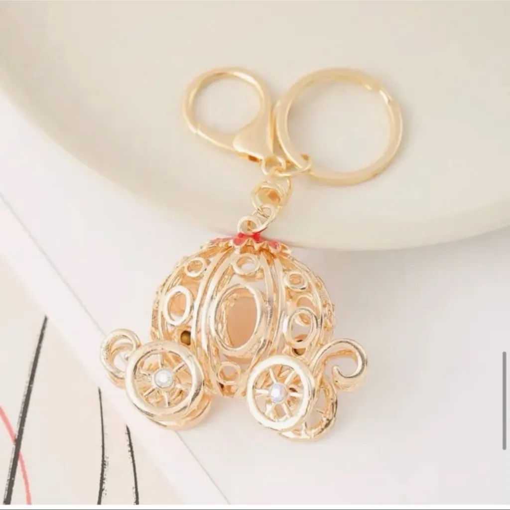 Pink Princess Carriage Bling Rhinestone Keychain or Charm —Makes a great Gift Gold - Image 5