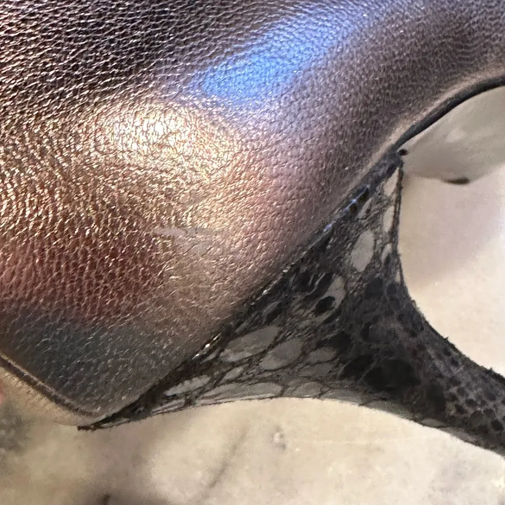 Guess  Heels Metallic Champagne Color & Black Animal Print On Heel & Buck… - Image 14